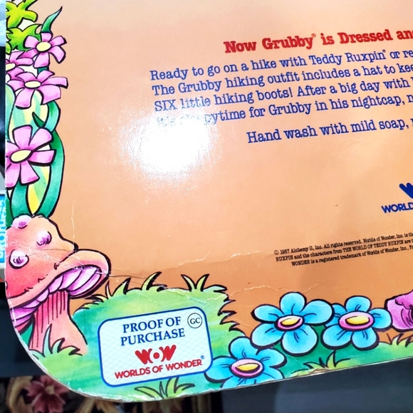 Teddy Ruxpin Grubby Sleepy Time Outfit 1987 Pajama and Slippers Vintage - Picture 9 of 11